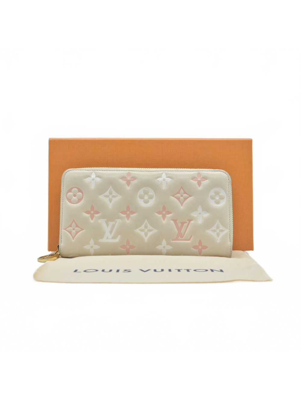 $1490 Louis Vuitton Tricolor Monogram Embossed LambskinZippy